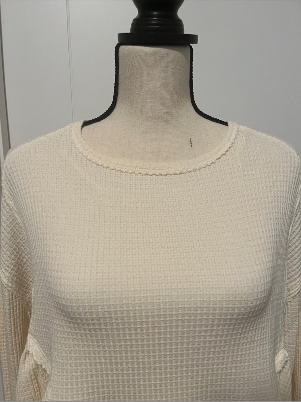 We The Free Oh My Babydoll Thermal Waffle Knit Peplum Hem Shirt Boho Casual - Picture 5 of 12